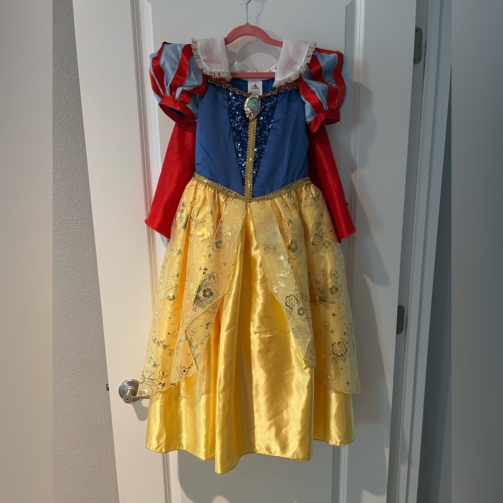 Disney Snow White Inspired Dress in Blue, Red, Yellow with Gold Trim